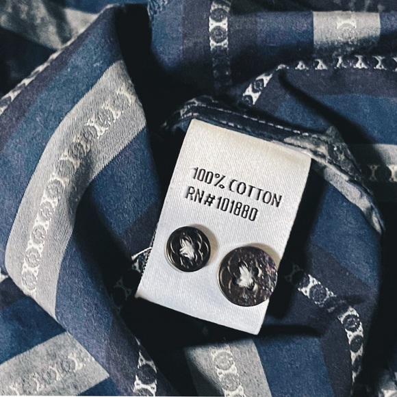 ZAGARI Navy Blue Striped Shirt | XL - Picture 7 of 8